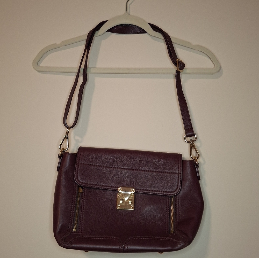 Danier Purple Leather Cross body  Shoulder Bag